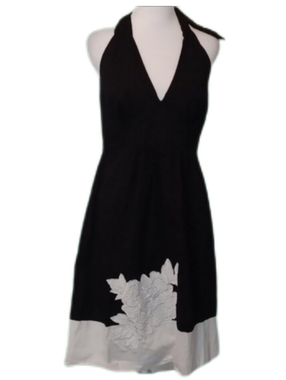 -- R&K Elegant Black and White Halter Dress Women's Size 10